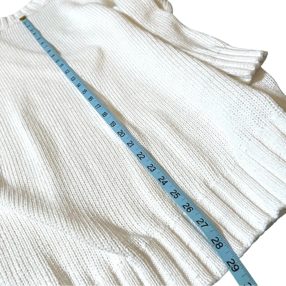 Vintage V Neck Paul Et Duffier White Cotton Ramie Deep V-Neck Knit Sweater Sz L - Picture 12 of 12